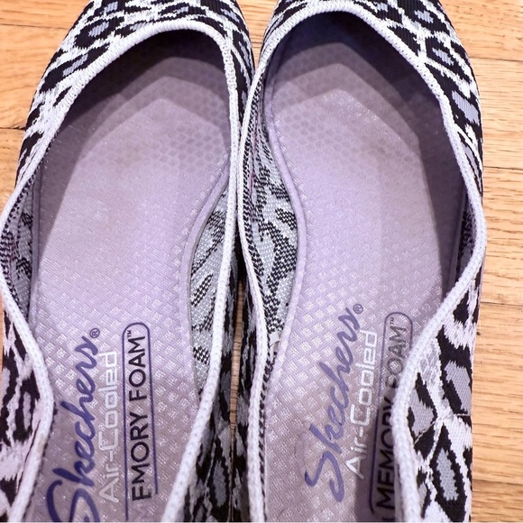 Skechers Black and White Leopard Print Loafers - Picture 2 of 8